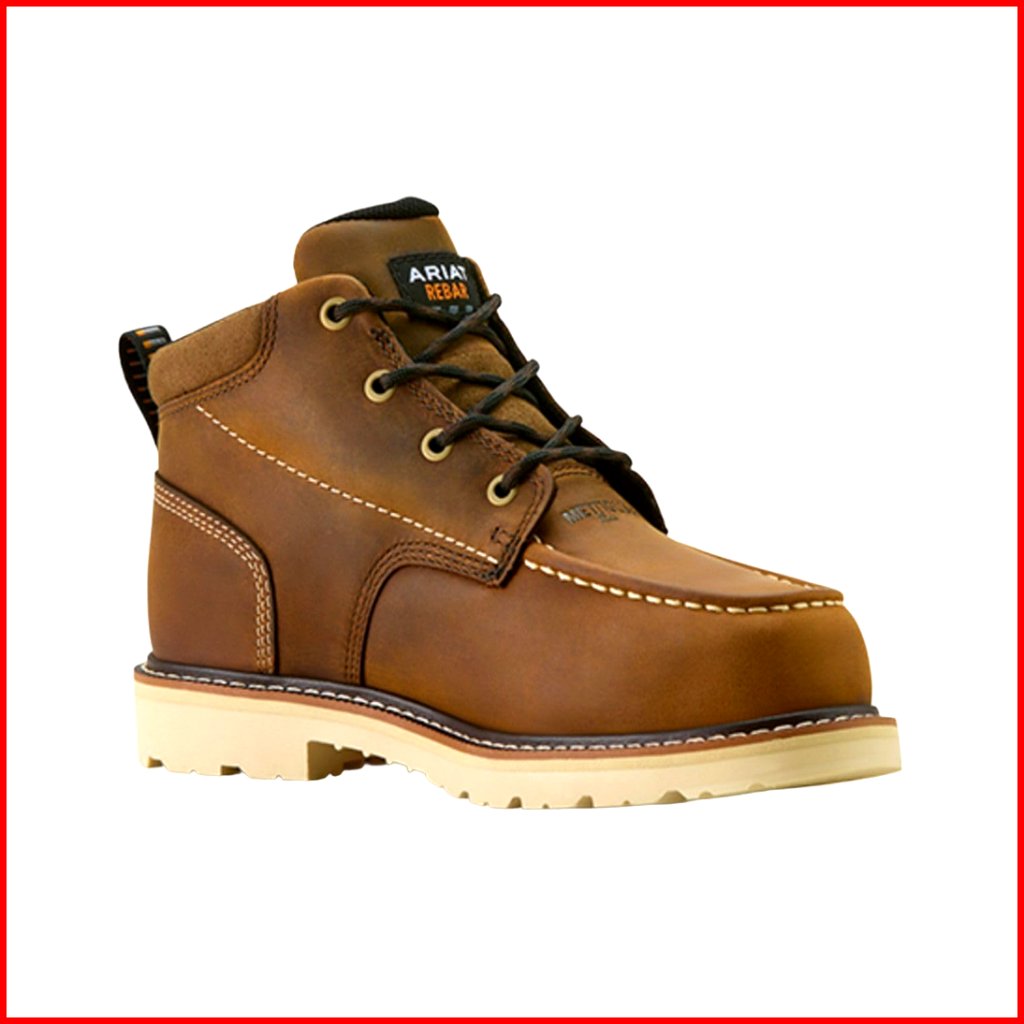 Leather Work Boots Composite Toe Water Repellent Pull-On Chukka